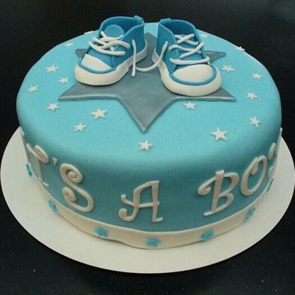 Picture of Blue Baby Shoe Cake